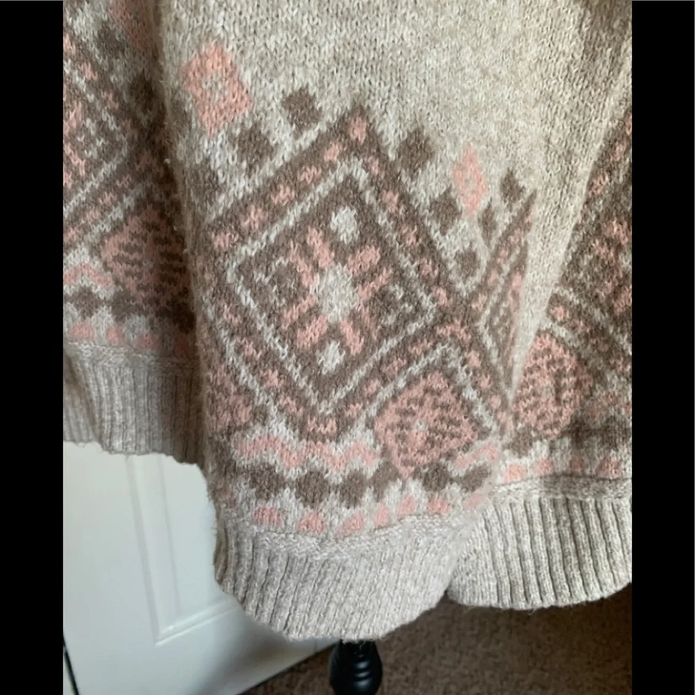 Hollister Neutral Fair Isle Waterfall Open Front Cardigan